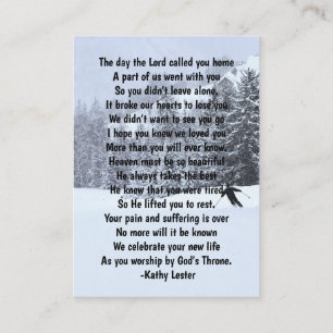 Memorial Keepsake Skiing Skier Snow Winter Ski Business Card
