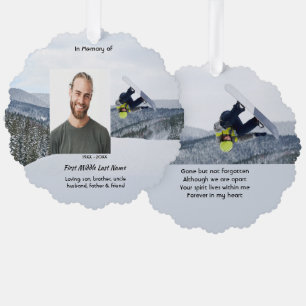 Memorial Keepsake Snowboarding Winter Ornament Card