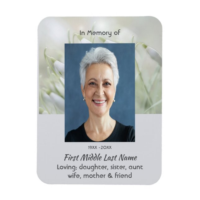 Memorial Keepsake  Snowdrop Flowers Magnet (Vertical)