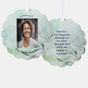 Memorial Keepsake Watercolor Foliage Ornament Card