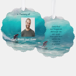 Memorial Keepsake Wave Surfer Water Ornament Card
