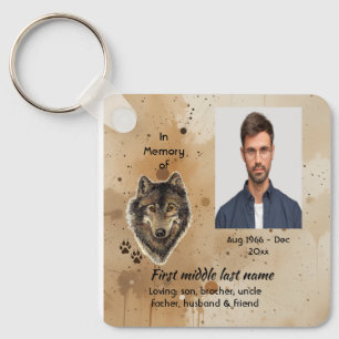 Memorial Keepsake Wolf Wolves Animal Keychain