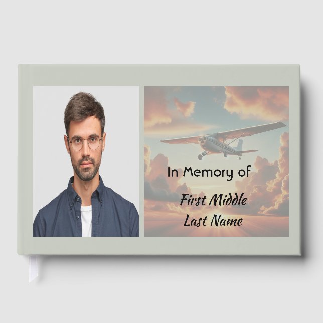  Memorial Keepsakes Pilot Airplane Sunset Guest Book (Front)