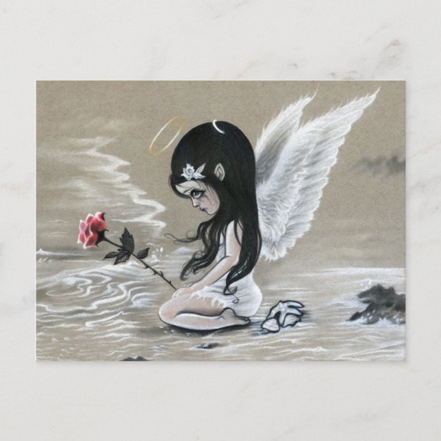 Memorial  little angel ocean tears rose postcard (Front)