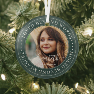 Memorial Loved Beyond Words Elegant Chic Glass Ornament