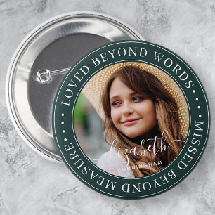 Memorial Loved Beyond Words Elegant Chic Photo 2 Inch Round Button