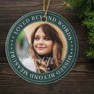 Memorial Loved Beyond Words Elegant Chic Photo Ceramic Ornament