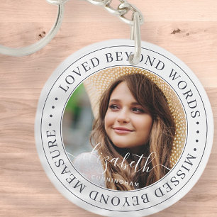 Memorial Loved Beyond Words Elegant Chic Photo Keychain