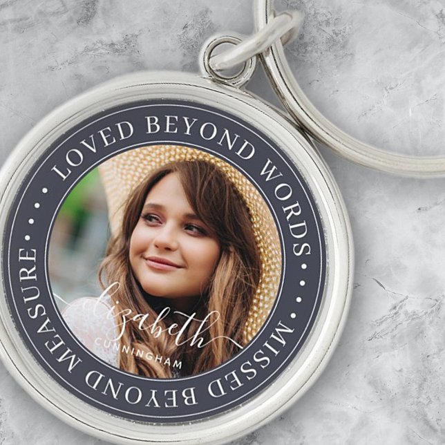 Memorial Loved Beyond Words Elegant Chic Photo Keychain (Creator Uploaded)