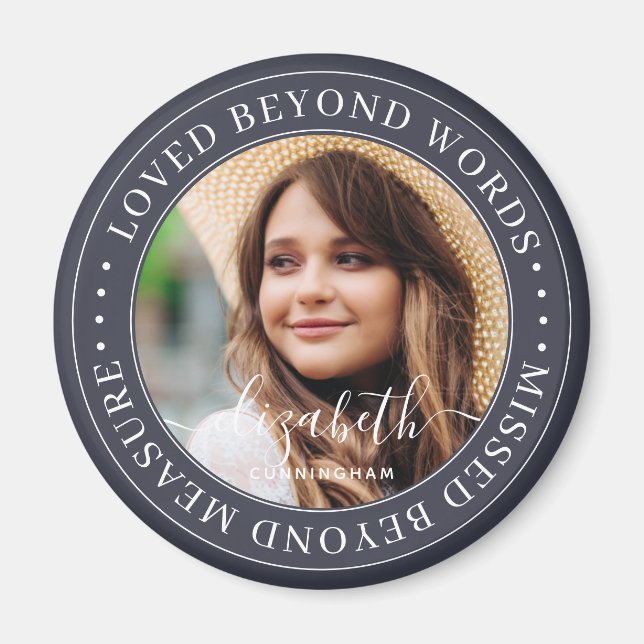 Memorial Loved Beyond Words Elegant Chic Photo Magnet (Front)
