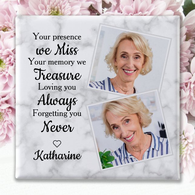 Memorial Loving Memory Personalized Photo Funeral 2 Inch Square Button (Creator Uploaded)