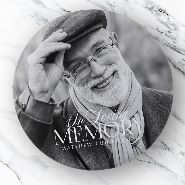 Memorial Loving Memory Simple Modern Photo 2 Inch Round Button (Creator Uploaded)