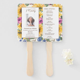 Memorial Loving Memory Sunflower Order of Service Hand Fan