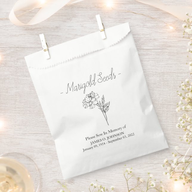 Memorial Marigold Seed Funeral  Favour Bag (Clipped)