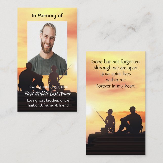 Memorial Memory Card Father Son Fishing Fisherman (Front/Back)