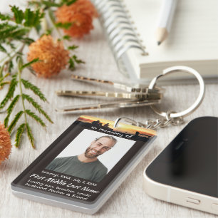 Memorial Memory Card Father Son Fishing Fisherman Keychain