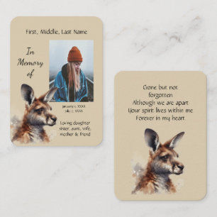 Memorial Memory Card Kangaroo Lover Australian 