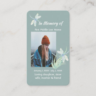 Memorial Memory Card Watercolor Dragonfly