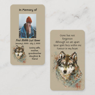 Memorial Memory Card Watercolor Wolf Animals