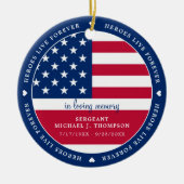 Memorial Military Soldier American Flag Photo Ceramic Ornament (Front)