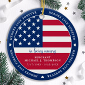 Memorial Military Soldier American Flag Photo Ceramic Ornament