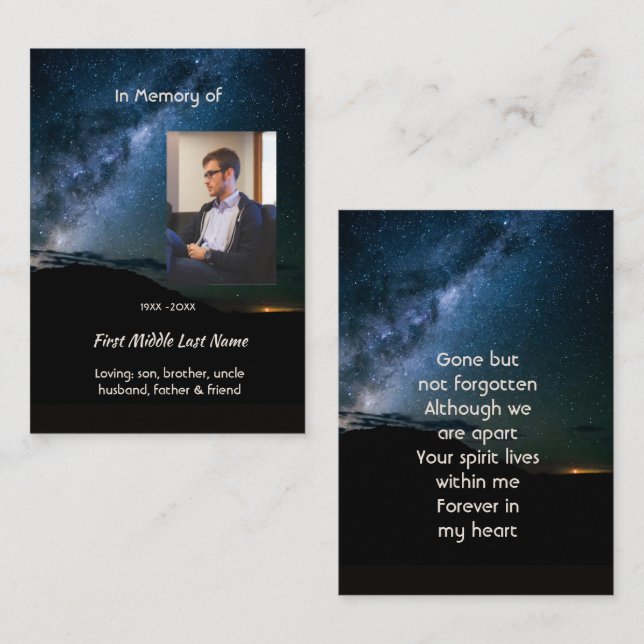 Memorial Milky Way Starry Night Sky  Calling Card (Front/Back)