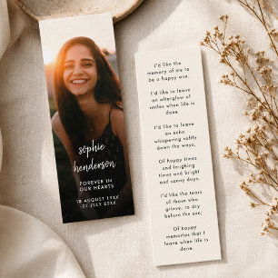 Memorial Mini Bookmark   Poem Prayer Keepsake Card