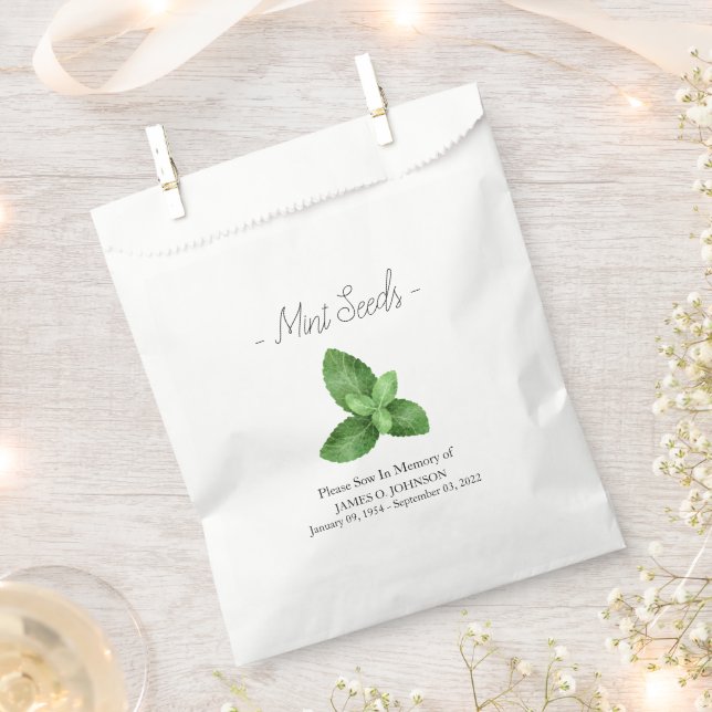 Memorial Mint Seed Funeral  Favour Bag (Clipped)