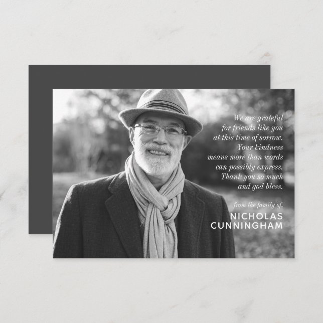 Memorial Modern Elegant Custom Photo and Message Card (Front/Back)