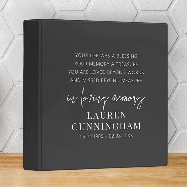 Memorial Modern Elegant Simple Chic Binder (Creator Uploaded)