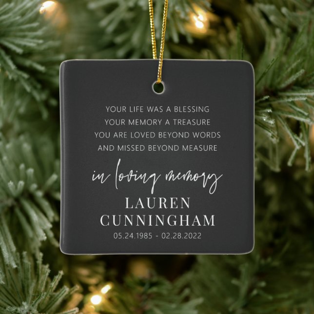 Memorial Modern Elegant Simple Chic Ceramic Ornament (Tree)