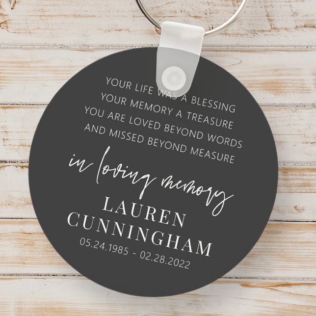 Memorial Modern Elegant Simple Chic Keychain (Creator Uploaded)