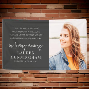 Memorial Modern Elegant Simple Chic Photo Banner