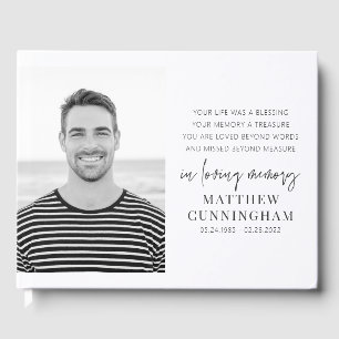 Memorial Modern Elegant Simple Chic Photo Guest Book