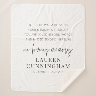 Memorial Modern Elegant Simple Chic Sherpa Blanket