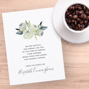 Memorial Modern Floral Flower Foliage Botanicals Thank You Card