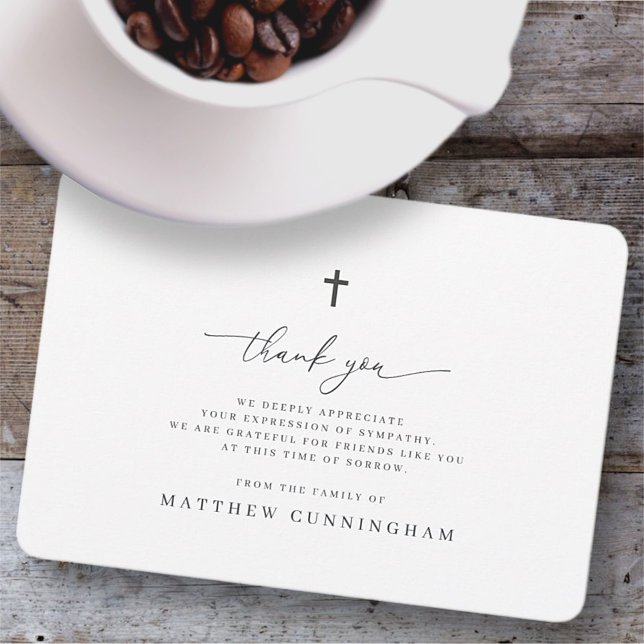 Memorial Modern Minimalist Cross In Loving Memory  Thank You Card (Creator Uploaded)