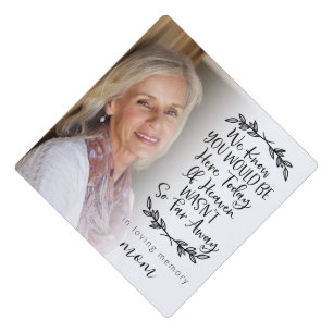 Memorial Modern Photo Tribute  Graduation Cap Topper