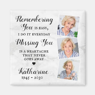 Memorial Modern Remembrance Custom 3 Photo Favour Magnet