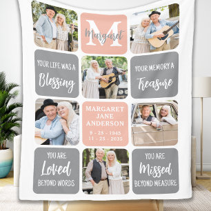 Memorial Modern Remembrance Poem Custom 6 Photo Fleece Blanket