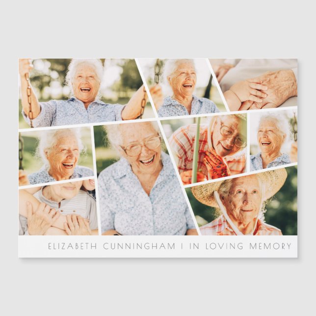 Memorial Modern Simple Chic 9 Photo Collage Card (Front)