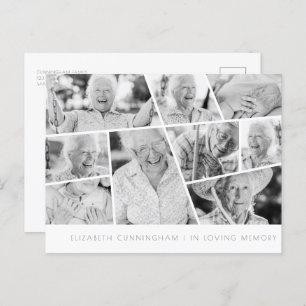 Memorial Modern Simple Chic 9 Photo Collage Postcard