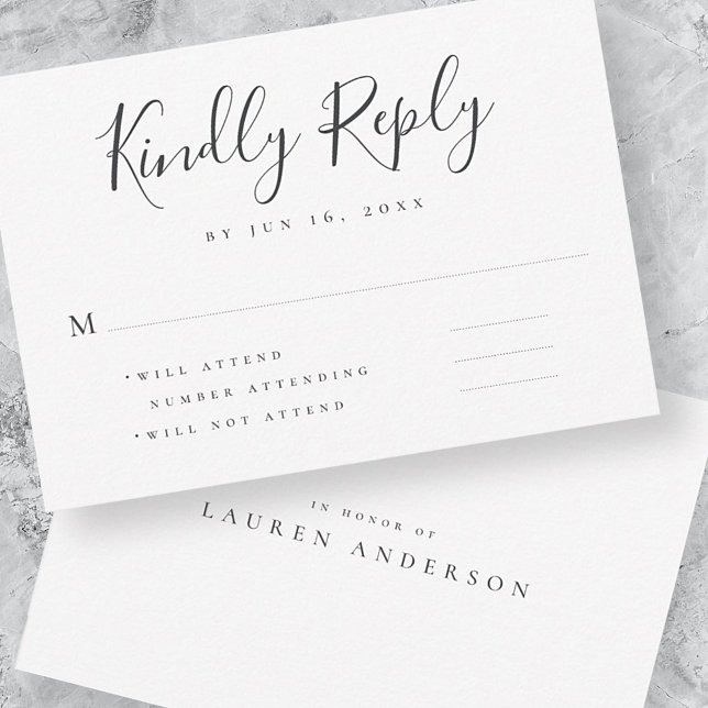 Memorial Modern Simple Elegant Chic Typography RSVP Card (Creator Uploaded)