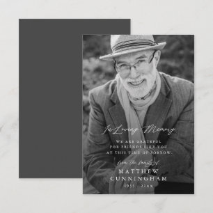 Memorial Modern Simple In Loving Memory Photo Thank You Card
