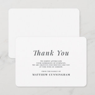 Memorial Modern Simple In Loving Memory Thank You Card