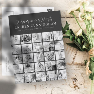 Memorial Modern Simple Minimalist 25 Photo Collage Postcard