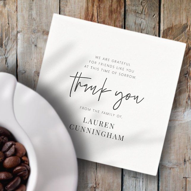 Memorial Modern Simple Minimalist Chic Thank You Napkin (Creator Uploaded)