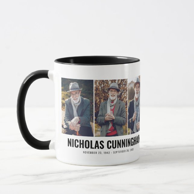 Memorial Modern Three Photo Mug (Left)