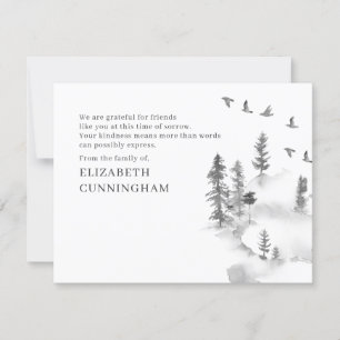 Memorial Modern Watercolor Greenery Pine Forest Thank You Card