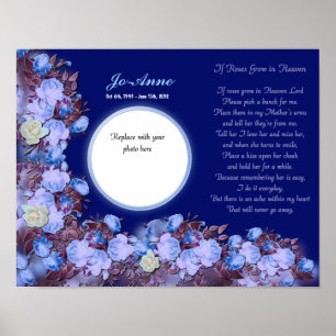 Memorial - Mother - IF Roses Grown in Heaven Poem Poster